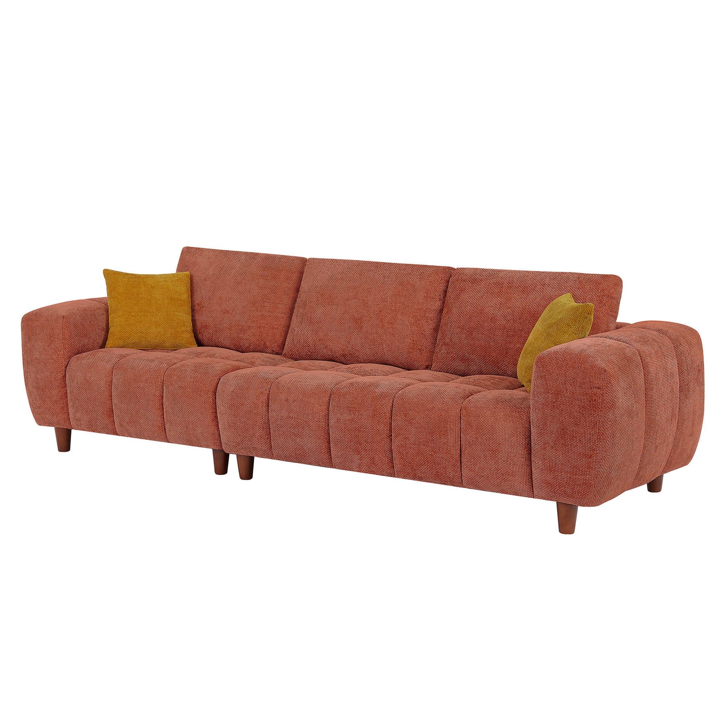 Convertible Sectional Sofa Couch, L Shaped Sofa with Fabric Couch,Modern Design Marshmallow Sofa for Living Room and Office,Caramel