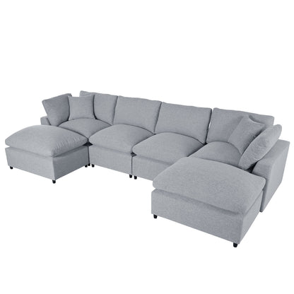 U_STYLE Modern Large U-Shape Sectional Sofa, 2 Large Chaise with Removable Ottomans for Living Room