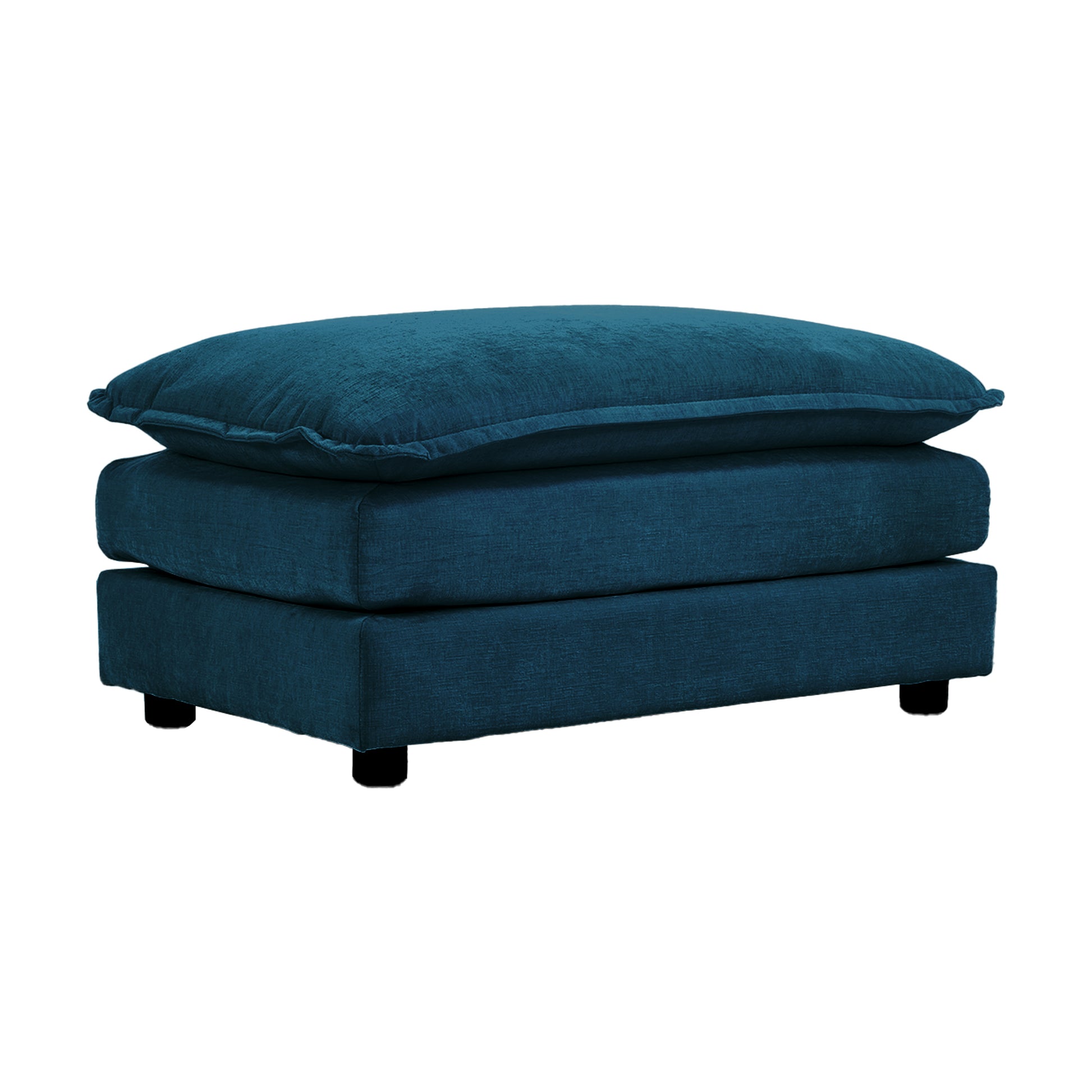 Chenille Fabric Ottomans Footrest to Combine with 2 Seater Sofa, 3 Seater Sofa and 4 Seater Sofa, Blue Chenille