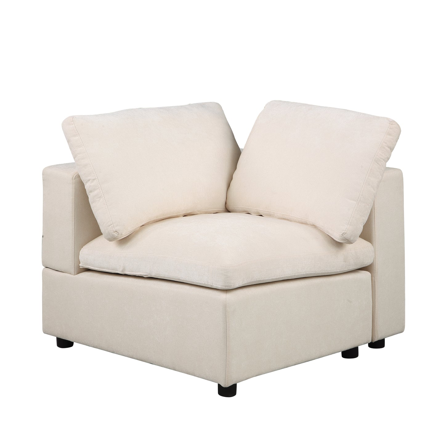 Corner Seat Module for Modular Sectional Sofa, Customizable Sectional Sofa Couch Accent Chair, Chenille Beige