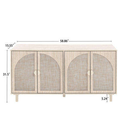 4 Door Cabinet, Suitable for Bedroom, Living Room, Study