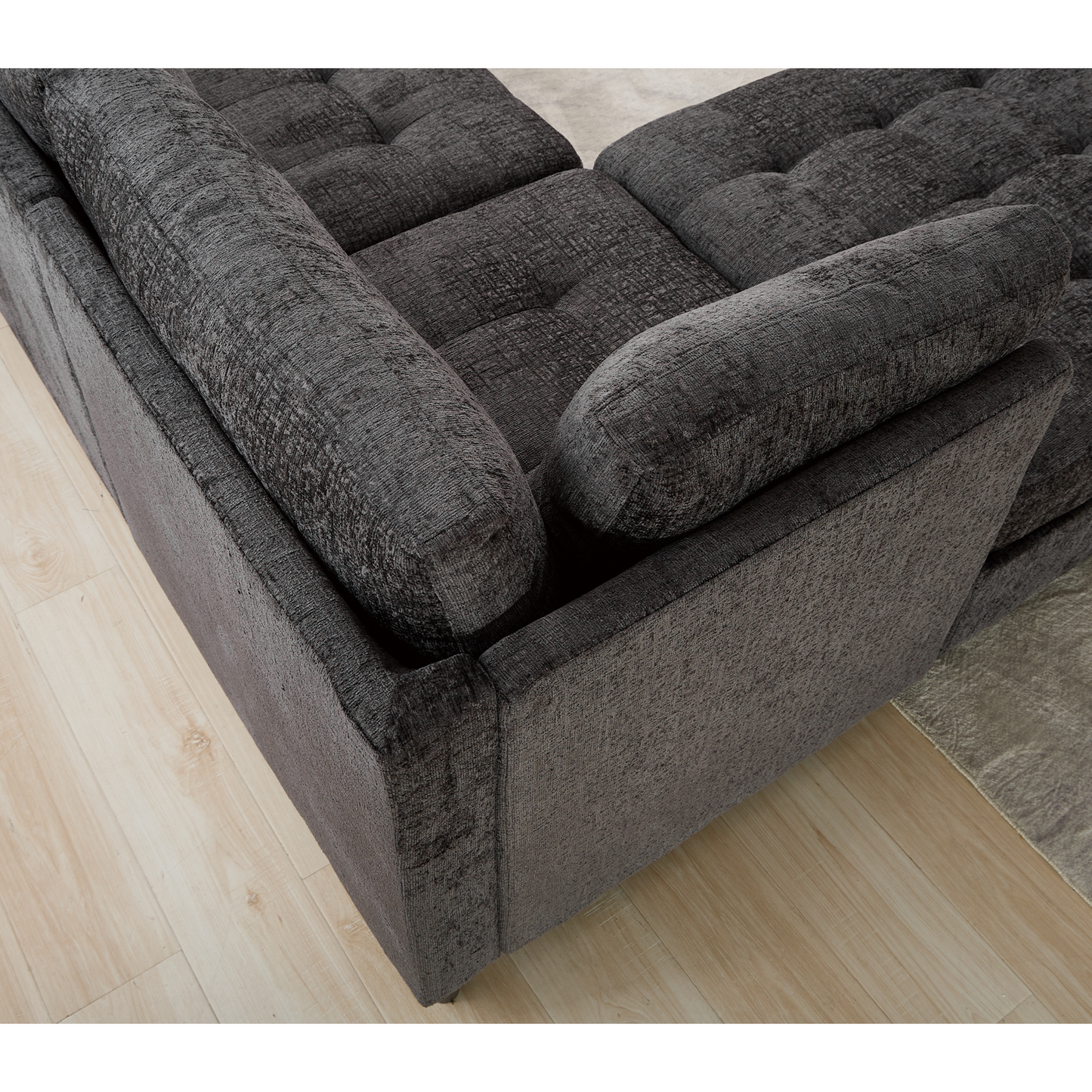 [NEW ARRIVED] [VIDEO PROVIDED]   Modular Sectional Couch with Storage Ottoman, U Shaped Sofa, Storage Ottoman,Minimalist ,Convertible Modular Sofa,Chenille ,Upholstered,6 Seat,Living Room,  Dark  Gray