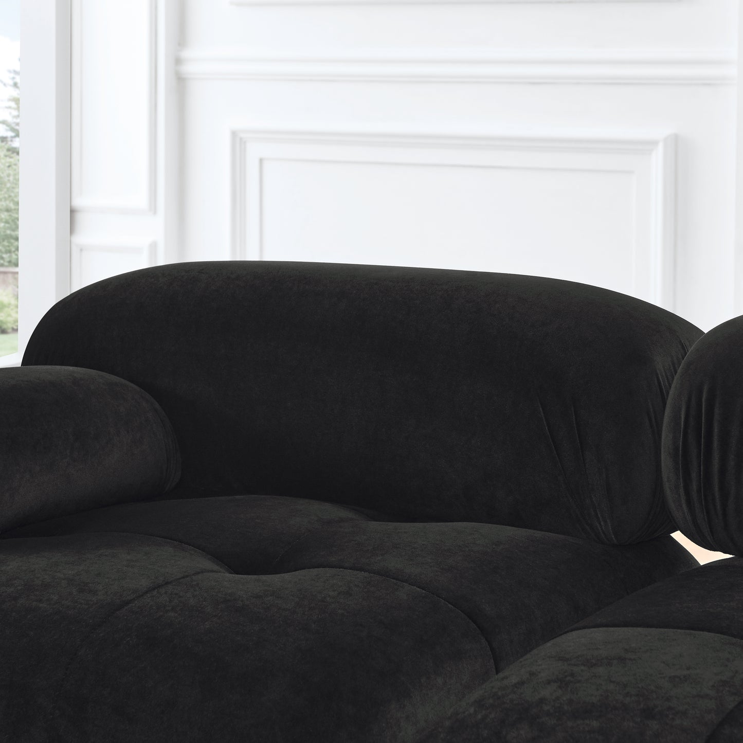 Modular Sectional Sofa, Button Tufted Designed and DIY Combination,L Shaped Couch with Reversible Ottoman, Black Velvet