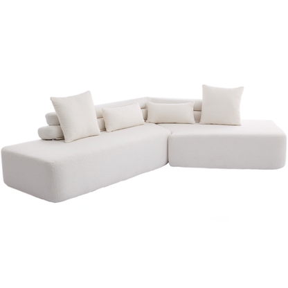 [NEW ARRIVED] [VIDEO PROVIDED] 128"Minimalist Cloud Sectional Couch ,Modern Couches ,4-Seater ,No Assembly,Two modular sofa,Boucle Teddy  Fabric, upholstered , anti-wrinkle fabric, Beige