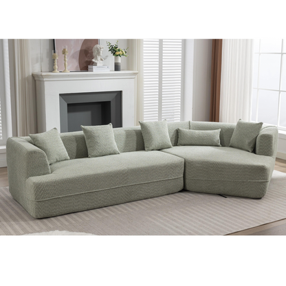 [VIDEO PROVIDED][ New And Upgraded Extended Edition]Modular sofa , modern minimalist style sofa,  upholstered ,  free combination, round fiber fabric, anti-wrinkle fabric,Dimension extension,Green