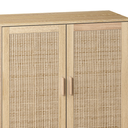 62.20"Elegant and Functional 4-Door Rattan Decorative Storage Cabinet,for Bedroom,Living Room,Office,Easy Assembly(Same SKU:W757133282)