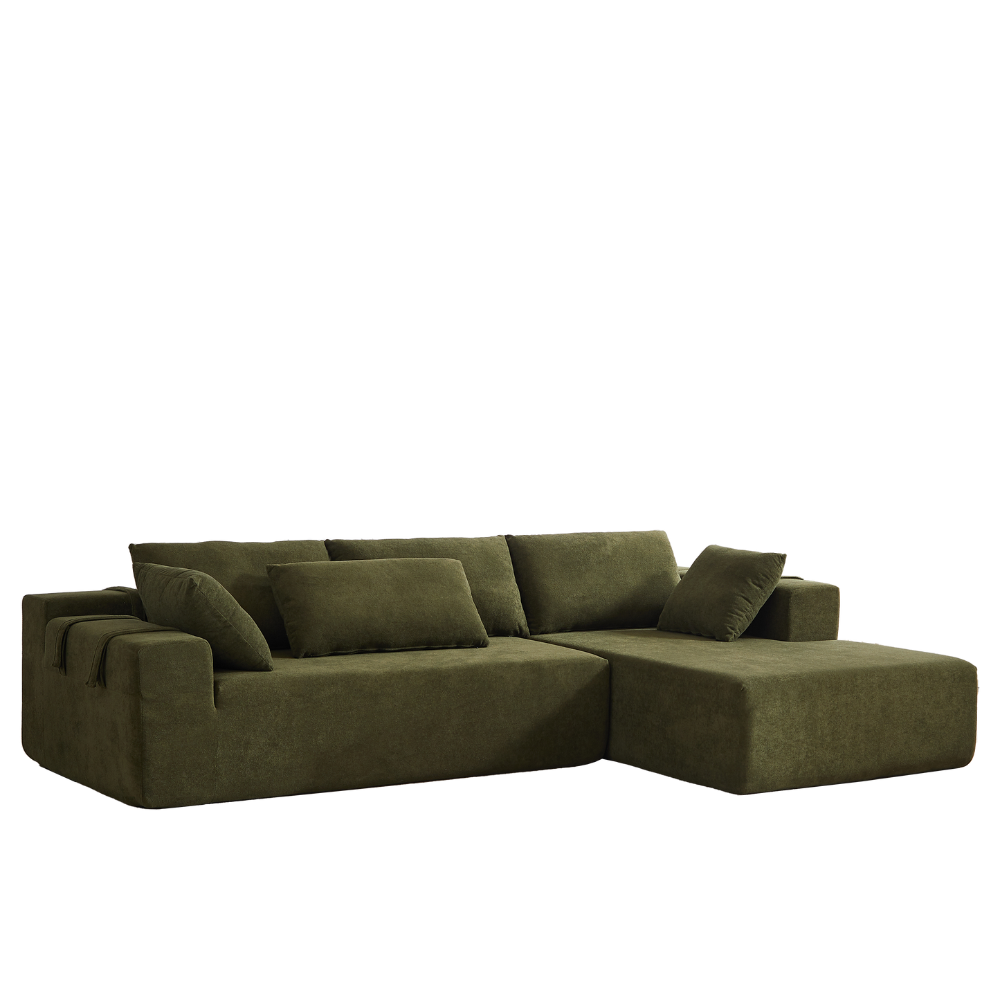 Modern Chenille Upholstered Sectional Sofa Couch Set,Modular 108" L Shaped Sectional Living Room Sofa Set With 6 Pillows,Free Combination Sofa Couch for Living Room,Bedroom(Right Chaise)