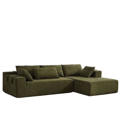 Modern Chenille Upholstered Sectional Sofa Couch Set,Modular 108" L Shaped Sectional Living Room Sofa Set With 6 Pillows,Free Combination Sofa Couch for Living Room,Bedroom(Right Chaise)