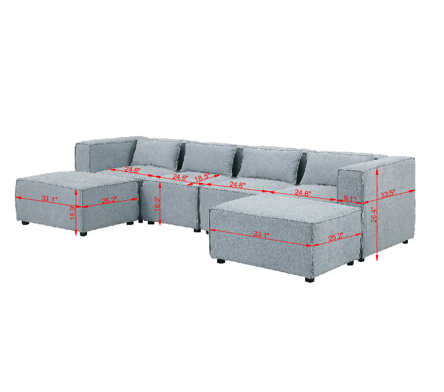 modular sofa Grayish blue  chenille fabric,  simple and grand, the seat and back is very soft. this is also a KNOCK DOWN sofa