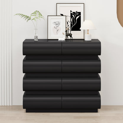 8 Drawer Dresser for Bedroom, Black Dresser No Handle, Modern 8 Chest of Drawers with Wide Storage