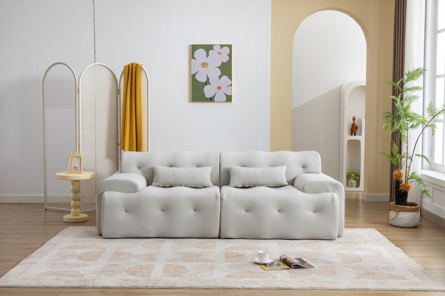 Large Size 2 Seater Sofa, Pure Foam Comfy Sofa Couch, Modern Lounge Sofa for Living Room, Apartment