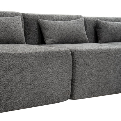 143.7" Upholstered Sofa Free-combined Sofa Couch with Two Chaise Lounge and Five Back Pillows for Living Room, Light Gray