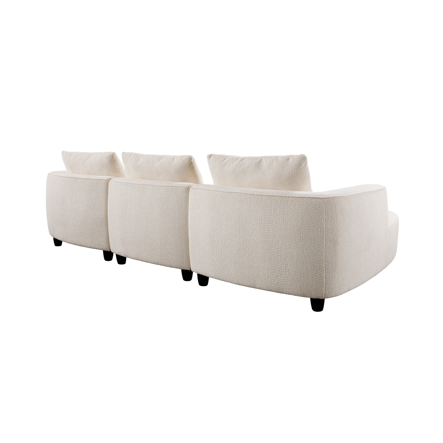 WKS14W  Mid-century modern sofa three-seater sofa with upholstered footstool Living room, bedroom, beige footstool