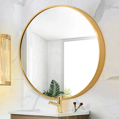 Tempered mirror 28" Wall Circle Mirror for Bathroom, Gold Round Mirror for Wall, 20 inch Hanging Round Mirror for Living Room, Vanity, Bedroom