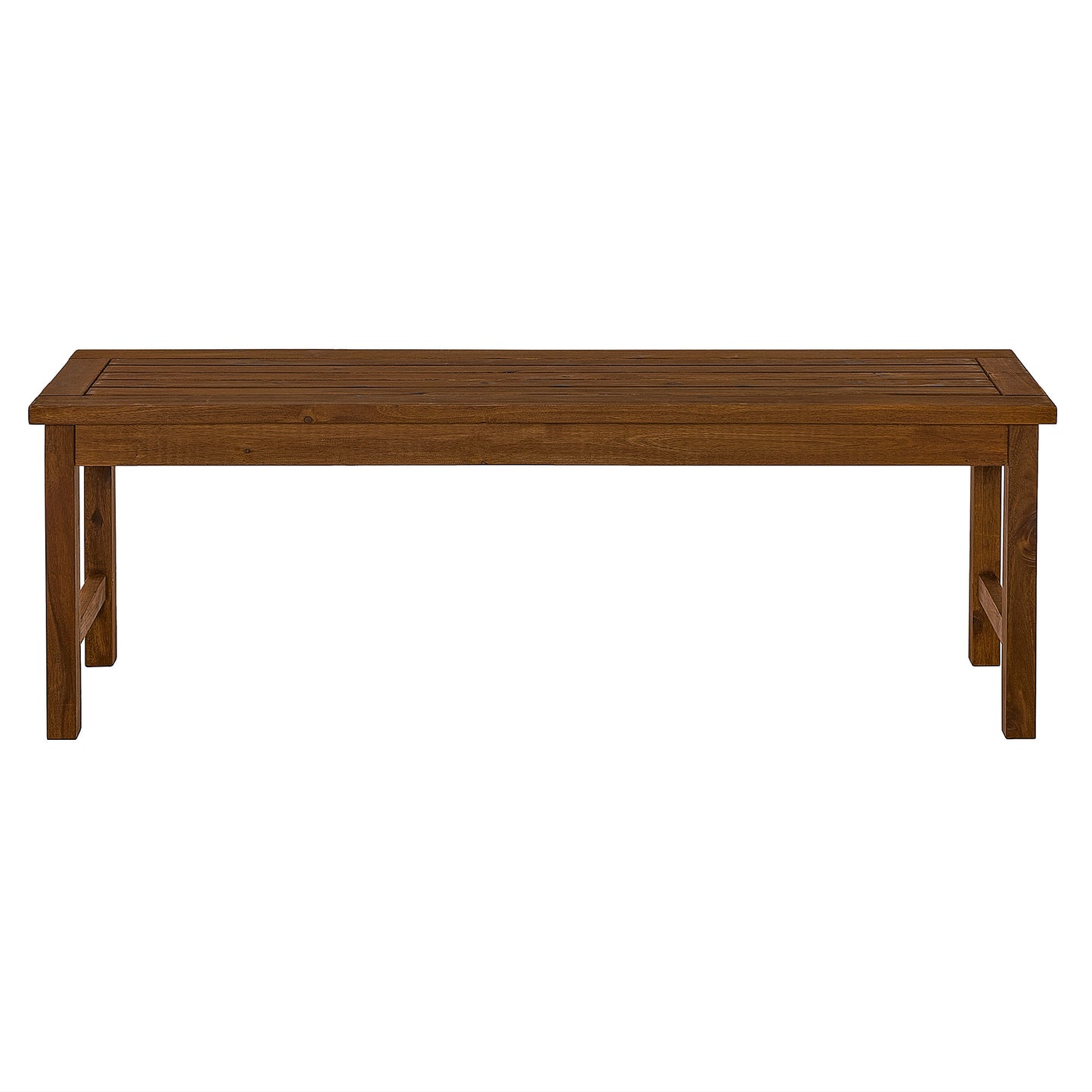 Modern Slat-Top Solid Wood Patio Bench - Dark Brown