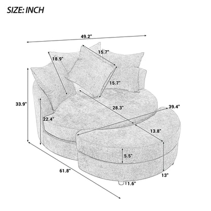 Orisfur. 360° Swivel Accent Barrel Chair with Storage Ottoman & 4 Pillows, Modern Chenille Leisure Chair Round Accent for Living Room, Green