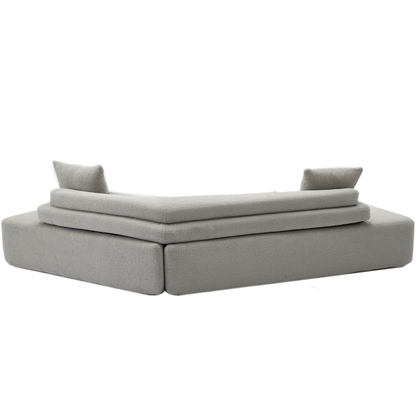 [NEW ARRIVED] [VIDEO PROVIDED] 128"Minimalist Cloud Sectional Couch ,Modern Couches ,4-Seater ,No Assembly,Two modular sofa,Boucle Teddy  Fabric, upholstered , anti-wrinkle fabric,Light Gray