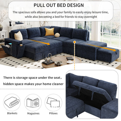 U_STYLE  L-shaped Padded Modular Sofa with Storage Space, USB Ports, and Cup Holders on the Armrests, Suitable for Living Rooms, Offices, and Apartments.