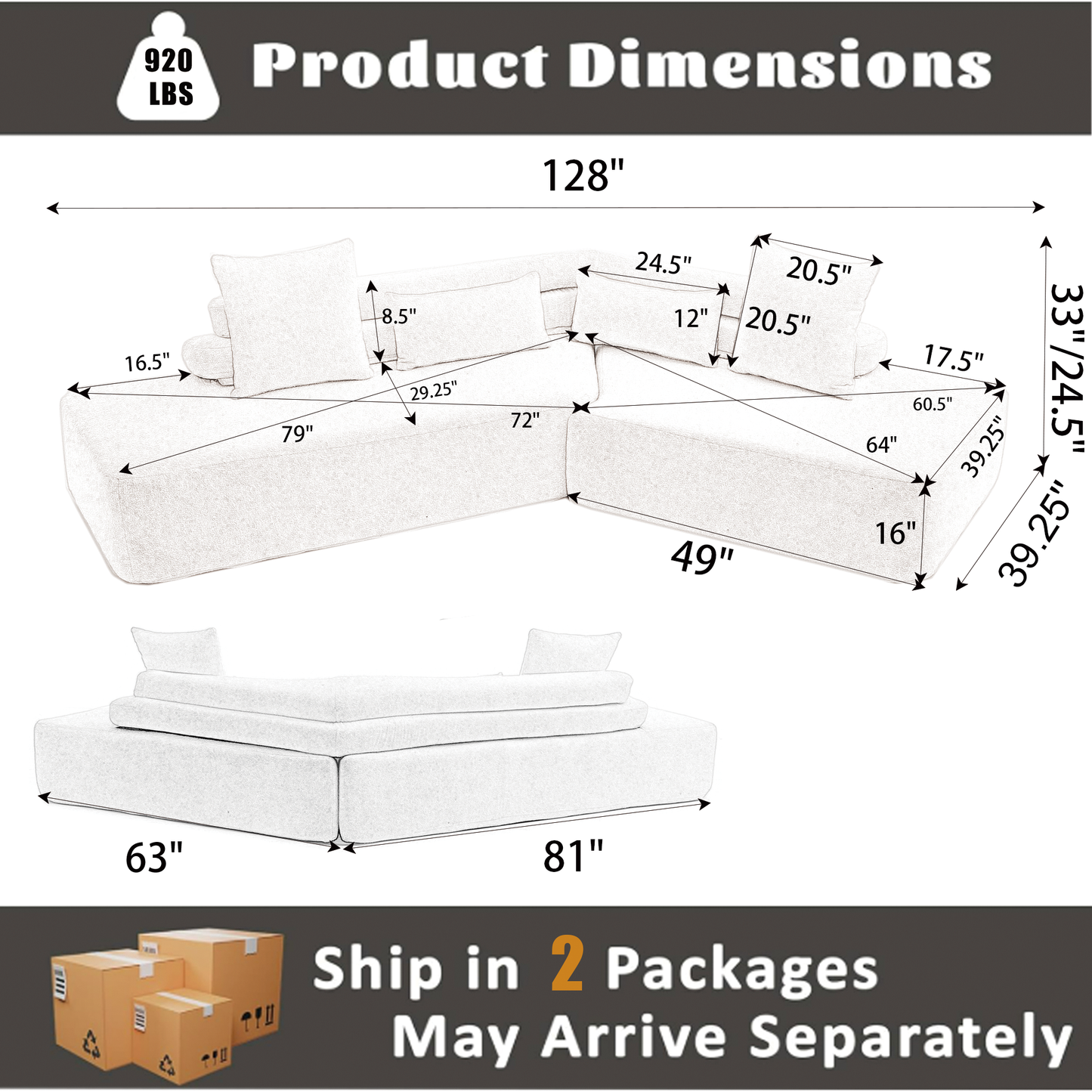 [NEW ARRIVED] [VIDEO PROVIDED] 128"Minimalist Cloud Sectional Couch ,Modern Couches ,4-Seater ,No Assembly,Two modular sofa,Boucle Teddy  Fabric, upholstered , anti-wrinkle fabric,Light Gray