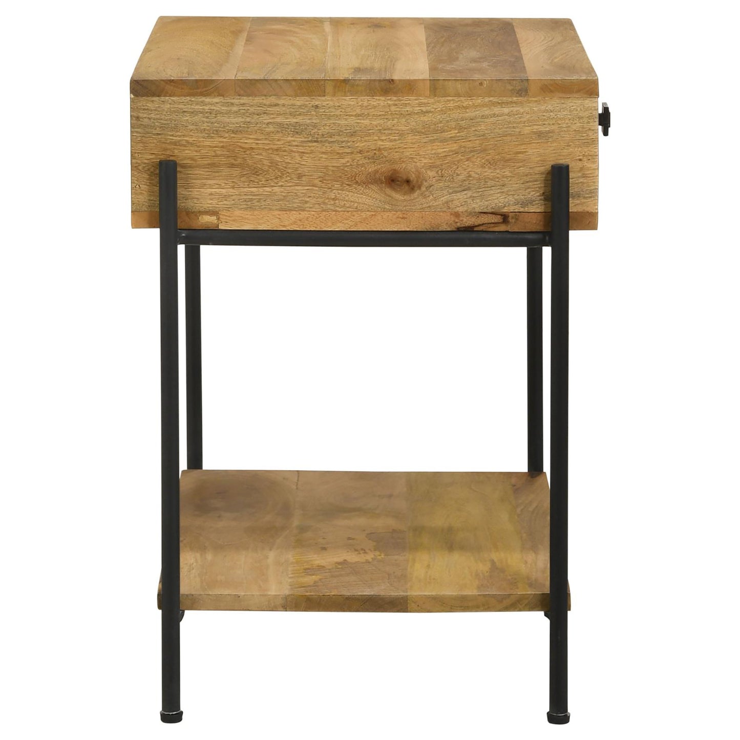 Natural Mango 1-Drawer Accent Table with Bottom Shelf