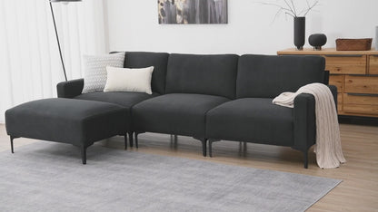 Modern Velvet L-Shaped Sectional Sofa, 4-Seater, Convertible Ottoman, Freely Combinable Sofa