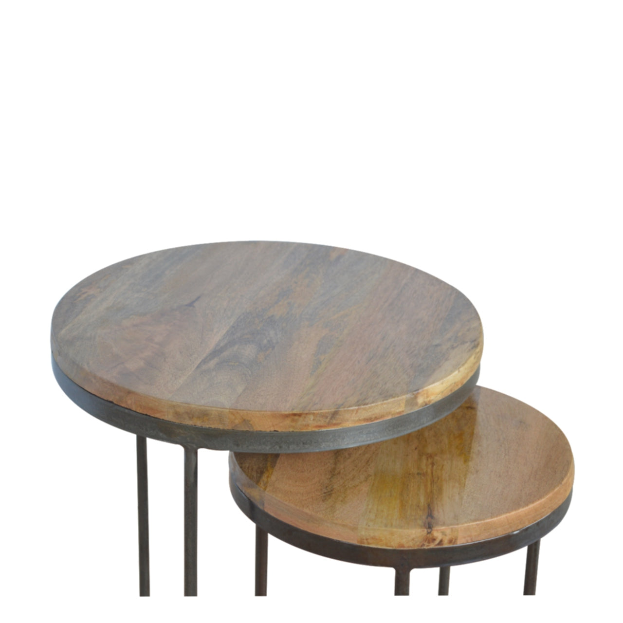 Round Stool Set of 2 with Iron Base