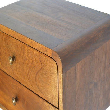 Floating Curved Chestnut Bedside Table