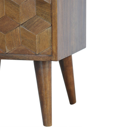 Chestnut Cube Carved Bedside