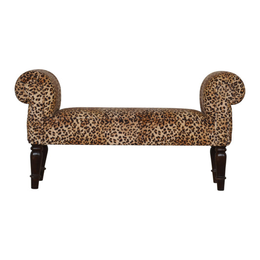 Leopard Print Velvet Bench