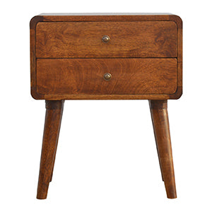 Curved Chestnut Bedside