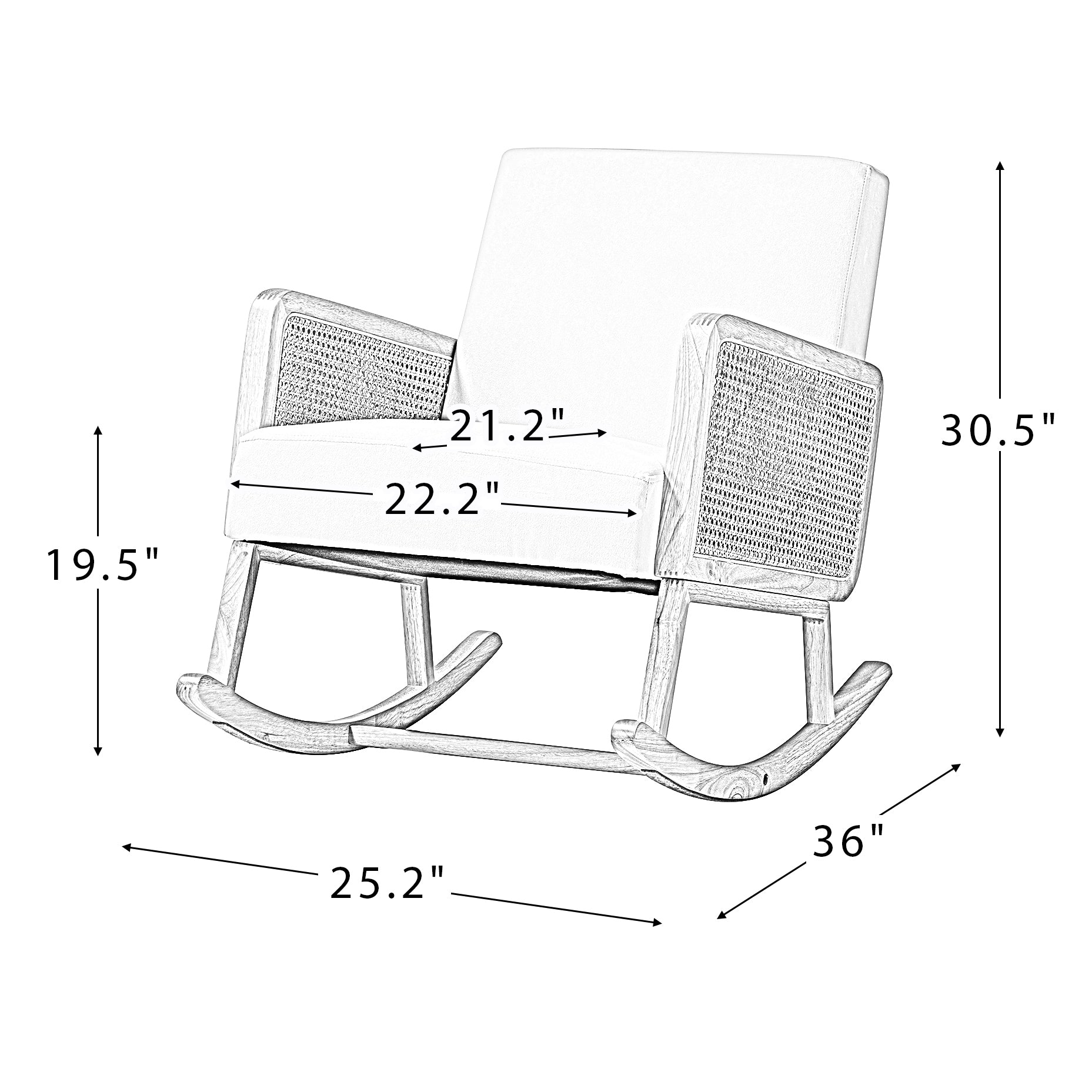 Trachin Rocking Chair with Rattan Arms