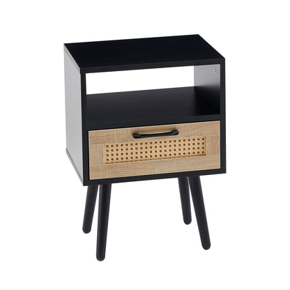 Movi Mid Century Modern Rattan End Table