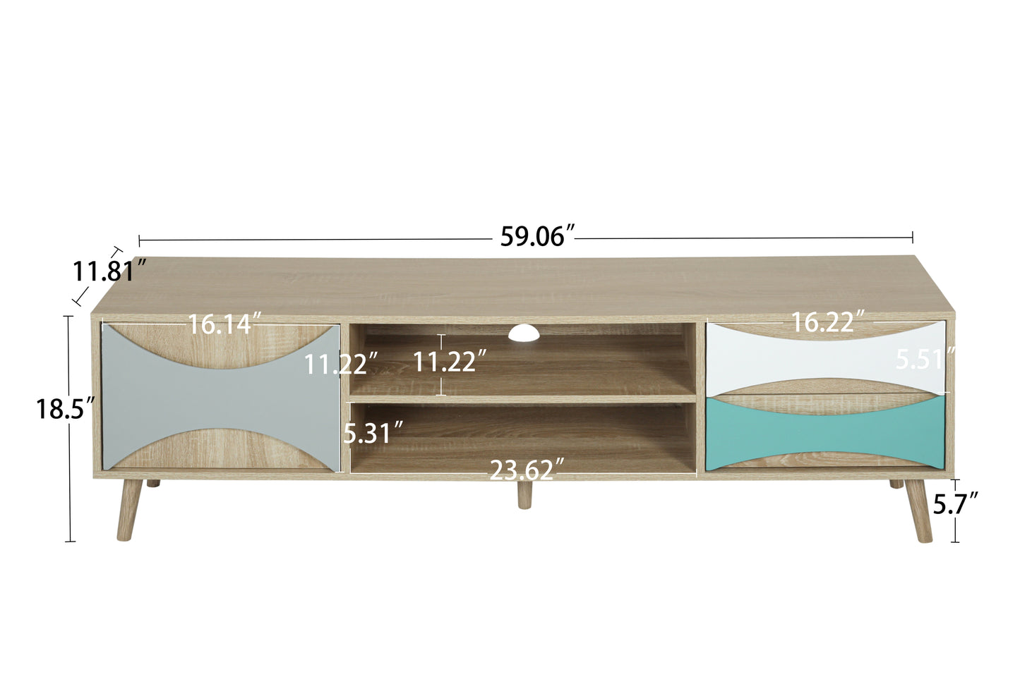 TV Stand with Storage Cabinet and Shelves, TV Console Table for Living Room