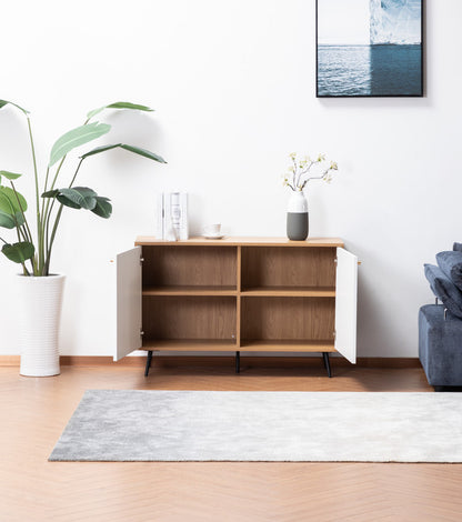 Carlotta Light Brown and White Storage Console Cabinet Table