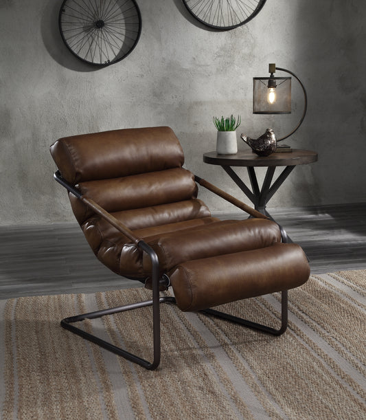 Dolgren Accent Chair in Sahara Top Grain Leather & Matt Iron Finish