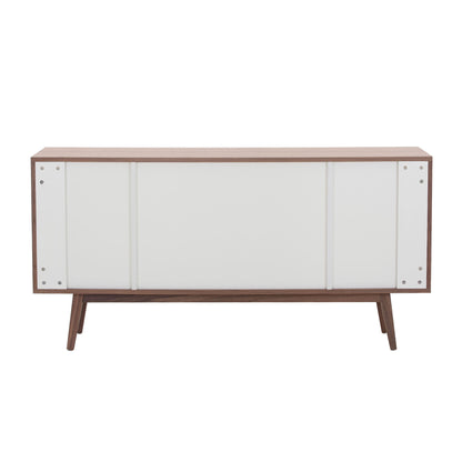 Modern Sideboard with 4 Door, Buffet Cabinet, Storage Cabinet, Buffet Table Anti-Topple Design, and Large Countertop Walnut