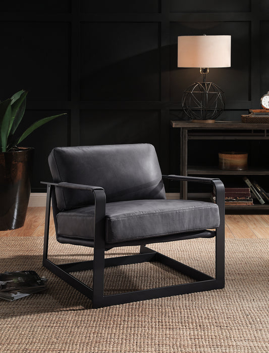 Locnos Gray Leather Accent Chair