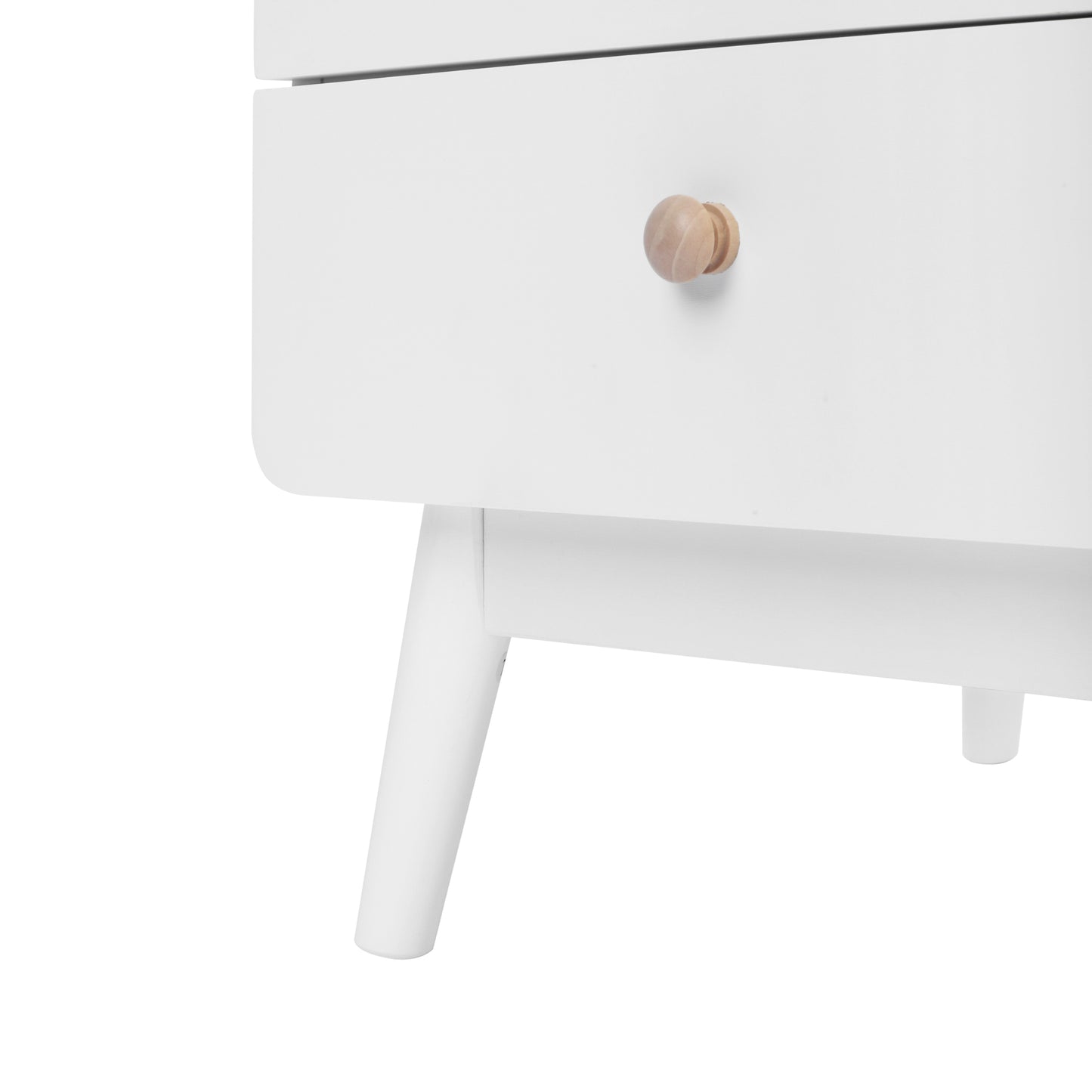 White Nightstand,  Bedside Table with Storage Drawe/ Rattan Door