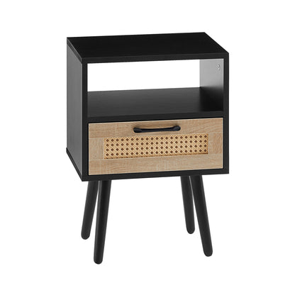 Movi Mid Century Modern Rattan End Table