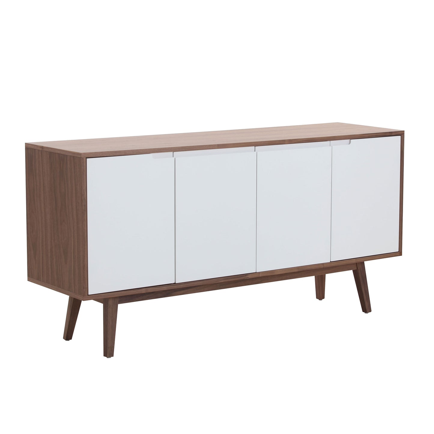 Modern Sideboard with 4 Door, Buffet Cabinet, Storage Cabinet, Buffet Table Anti-Topple Design, and Large Countertop Walnut