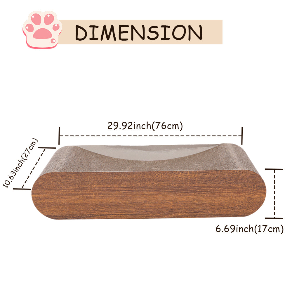 Fluffydream Cat Scratcher, Cardboard Lounge Bed, Bone Shape Design, Recyclable Corrugated Scratching Pad, Stable and Durable, Furniture Protector, Reversible, Wood