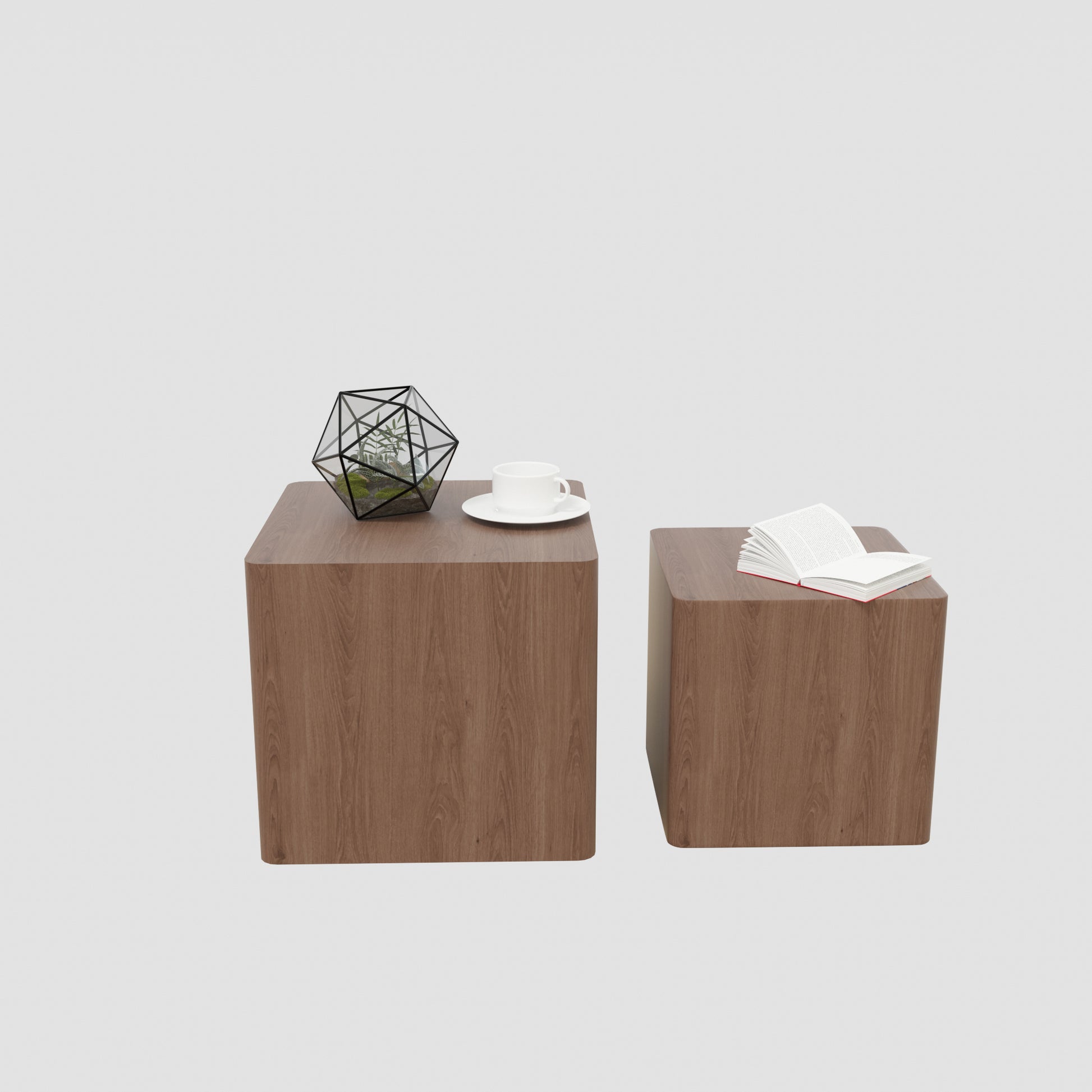 MDF Nesting table/side table/coffee table/end table for living room,office,bedroom Walnut, set of 2