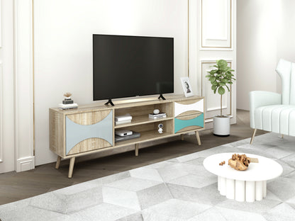 TV Stand with Storage Cabinet and Shelves, TV Console Table for Living Room