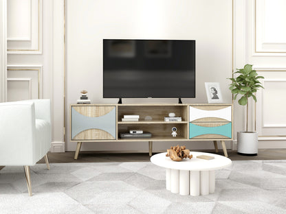 TV Stand with Storage Cabinet and Shelves, TV Console Table for Living Room