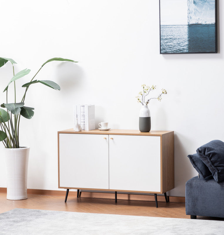 Carlotta Light Brown and White Storage Console Cabinet Table